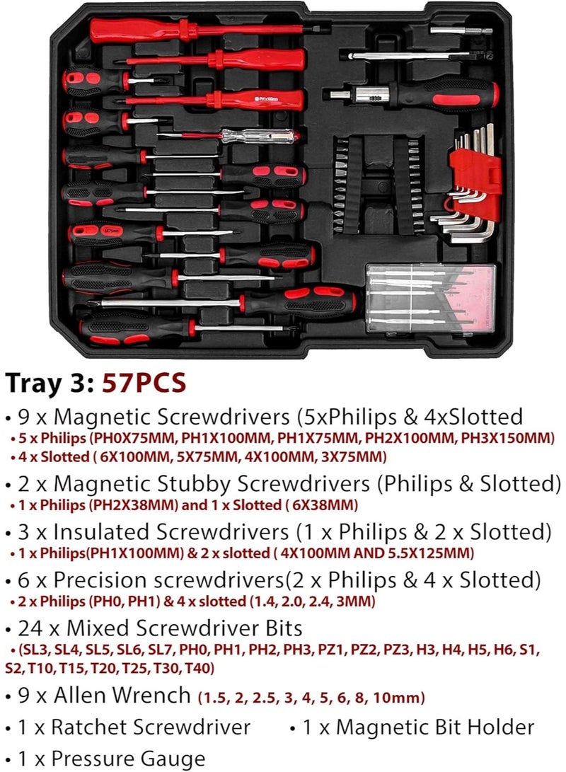 دينكس طقم أدوات احترافي مكون من 187 قطعة مع حقيبة بعجلات، أدوات يدوية، أدوات سيارات للإصلاحات وورش العمل، للميكانيكيين وعمال البناء والاستخدام المنزلي - Image 5